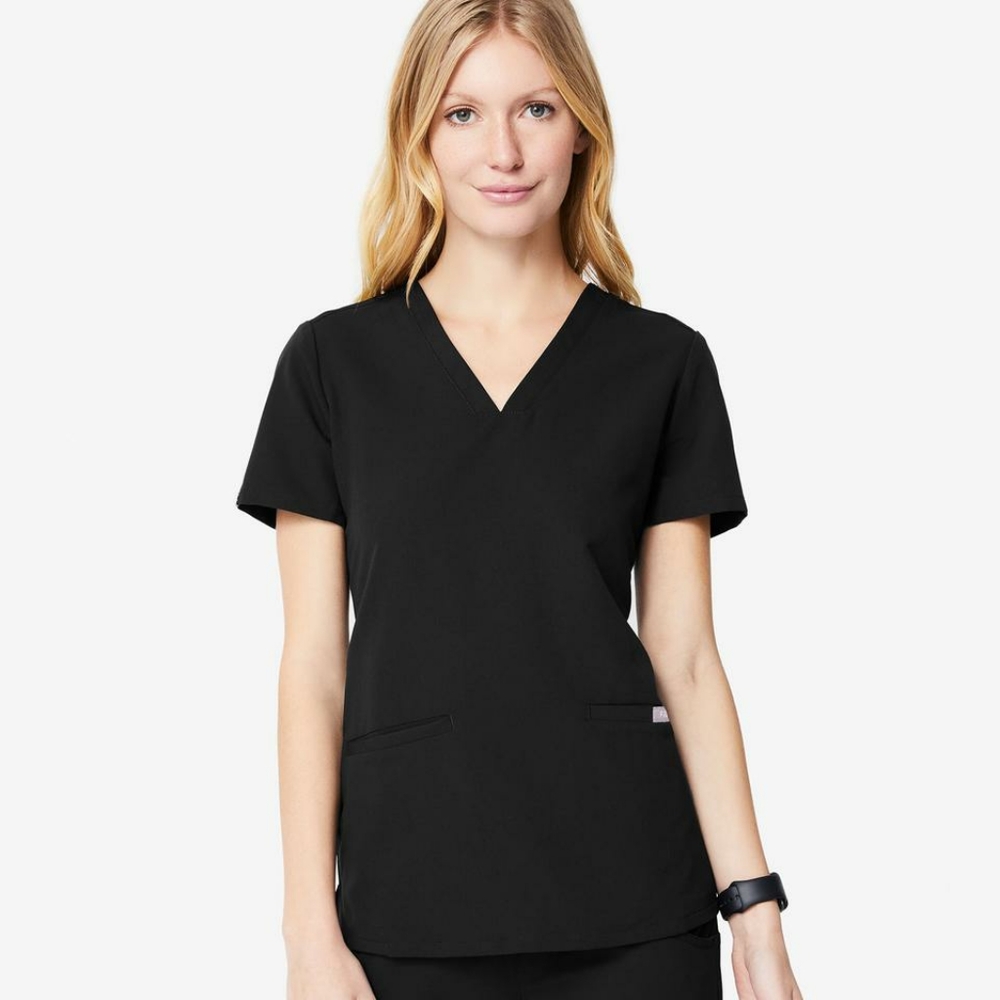 FIGS Casma 3 pocket scrub top black XS